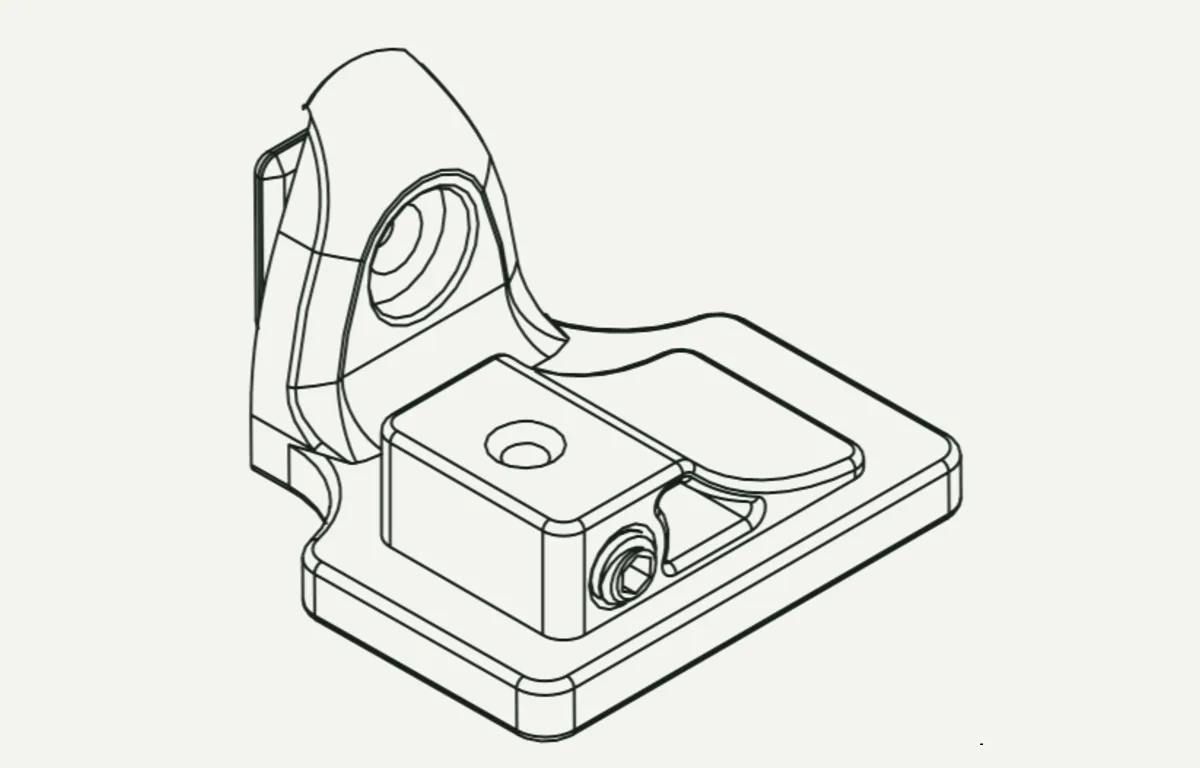 Een QuickFit-steun met spanwigje en het inbusboutje waarmee je de draad vastzet