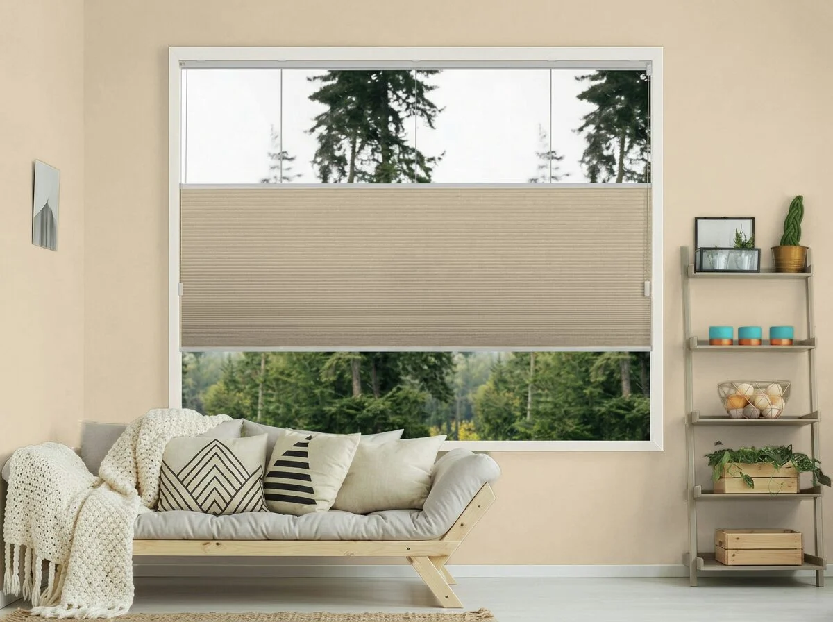 Duo plissé met koord verduisterend – Dune beige (C811)