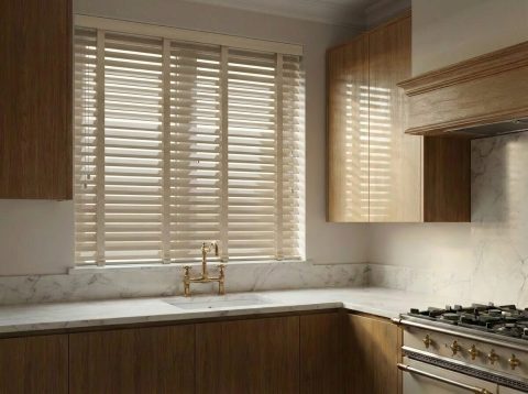 Houten jaloezie 50 mm Modern Gloss Hoogglans Crème (GLOSS 88)