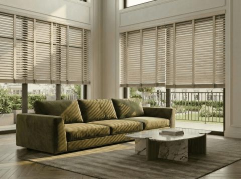 Houten jaloezie 50 mm Modern Krijtwit (MODERN 21)