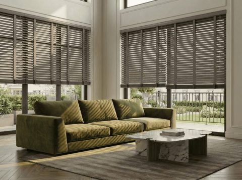 Houten jaloezie 50 mm Modern Betongrijs (MODERN 24)