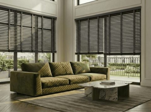 Houten jaloezie 50 mm Modern Antraciet (MODERN 26)