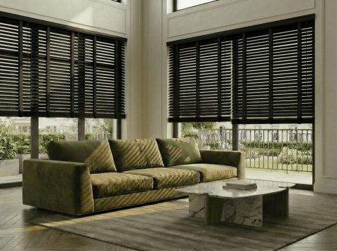 Houten jaloezie 50 mm Modern Diepzwart (MODERN 27)