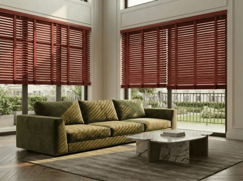 Houten jaloezie 50 mm Modern Roestrood (MODERN 47)