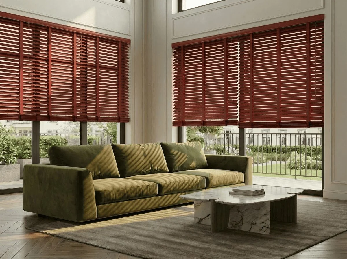 Houten jaloezie 50 mm Modern – Roestrood (Modern 47)
