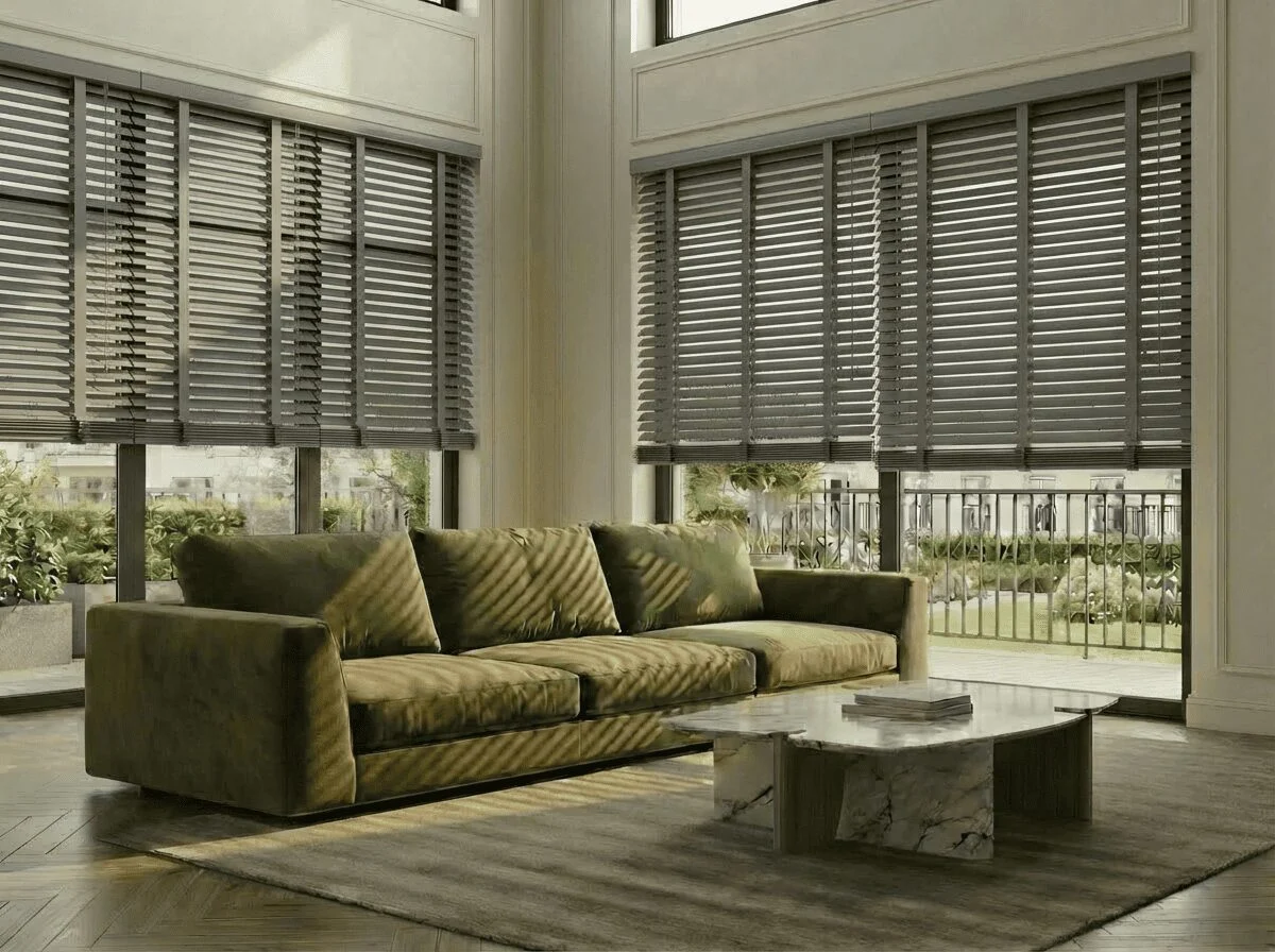 Houten jaloezie 50 mm Modern – Kalksteen (Modern 55)