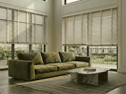 Houten jaloezie 50 mm Modern Havermout (MODERN 58)