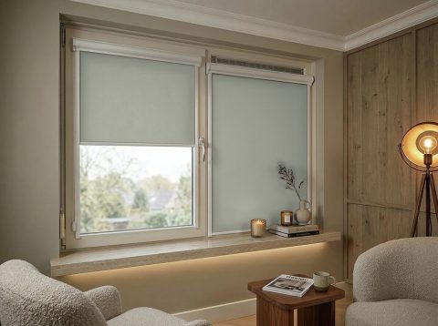 Mini rolgordijn met cassette – lichtdoorlatend Taupe (A309)