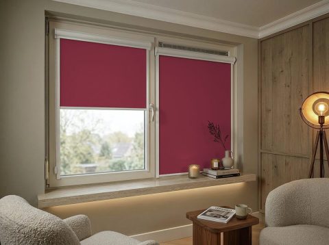 Mini rolgordijn met cassette – verduisterend Rood (B656)