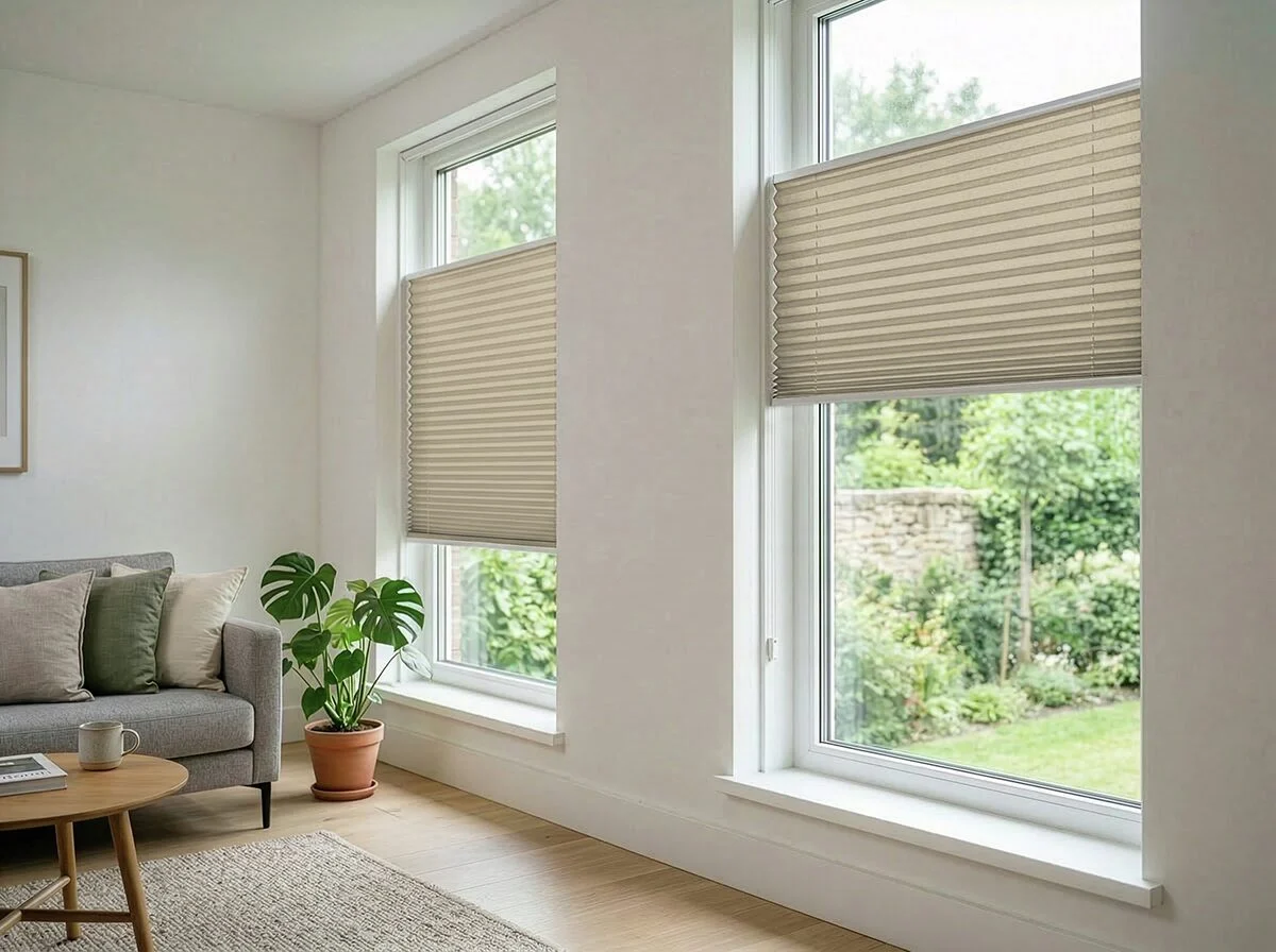 Plissé met koord lichtdoorlatend – Kiezel (N328)