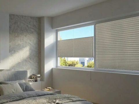 Plissé met koord – verduisterend Ivoorwit (N710)
