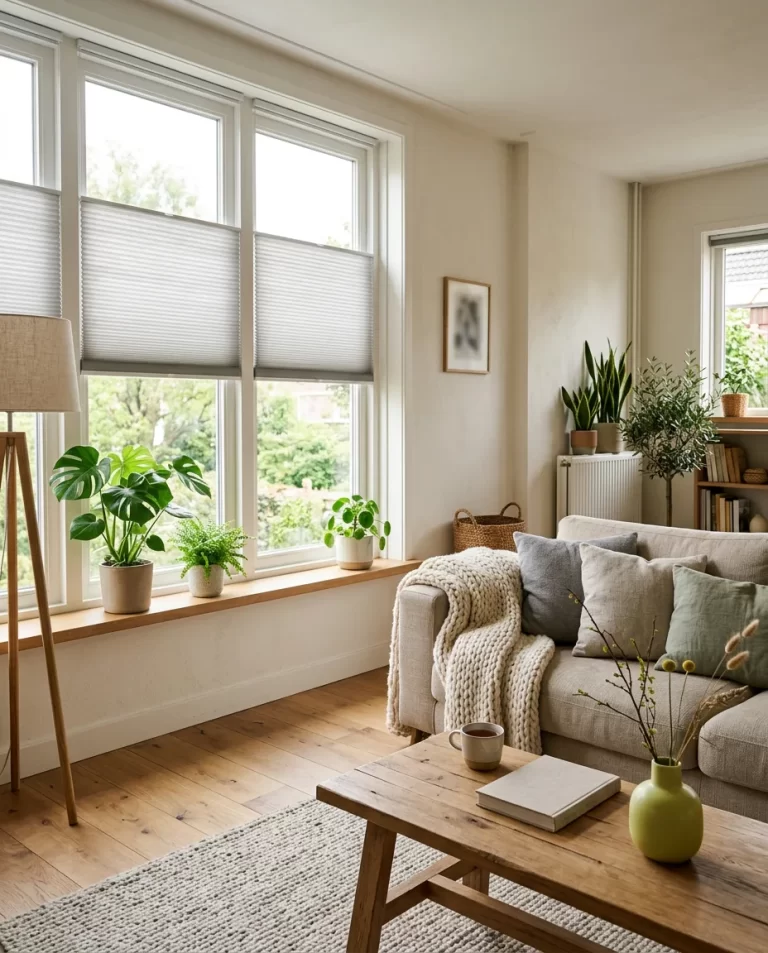 Houten jaloezieën in de woonkamer