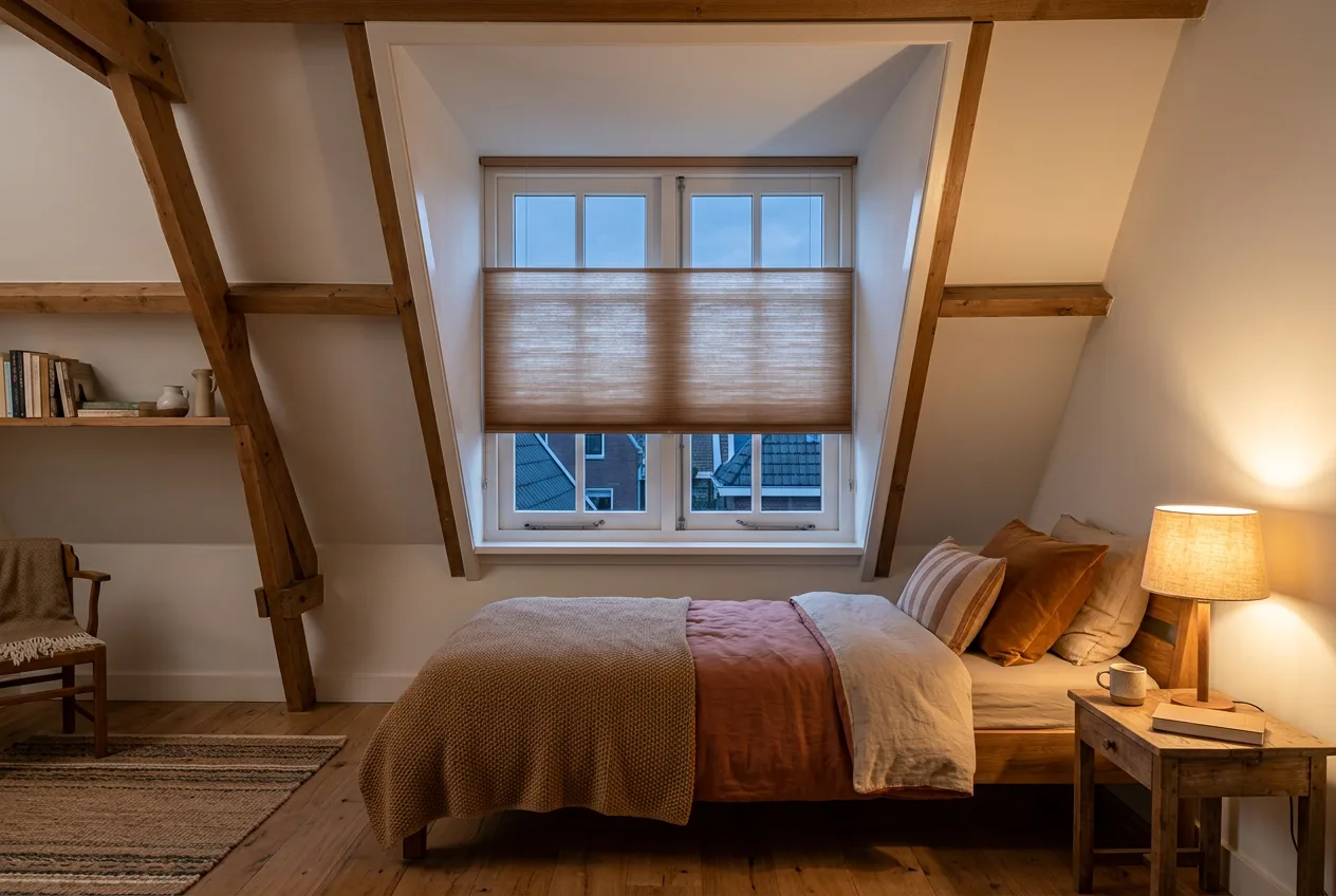 Knusse zolderkamer in warme tinten