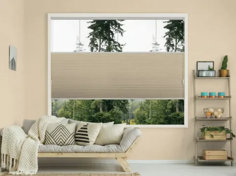 Duo plissé met koord – verduisterend Dune beige (C811)