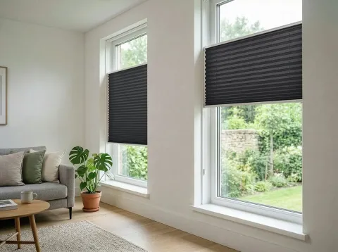 Plissé met koord – lichtdoorlatend Grafiet (N208)